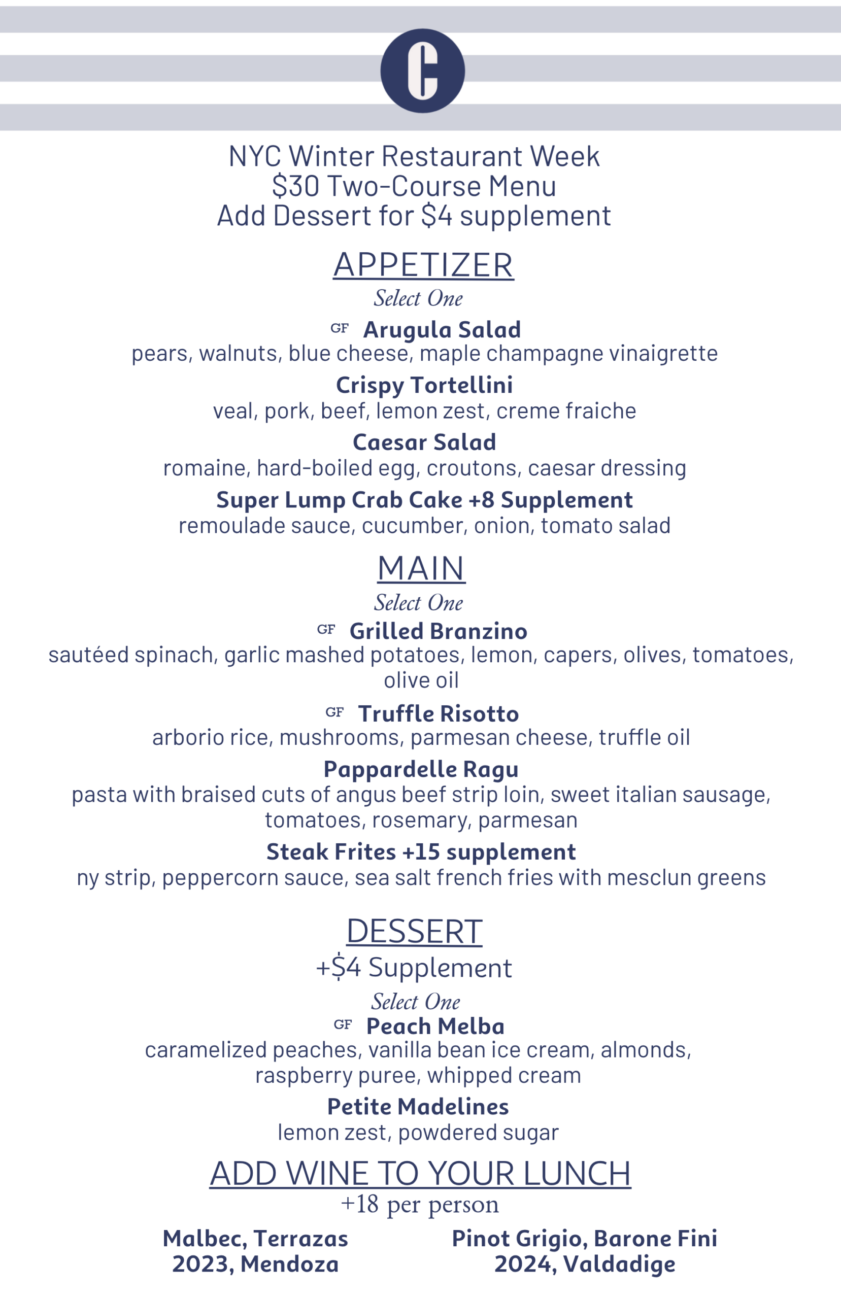 Copinette Lunch Restaurant Week, Further details are provided below